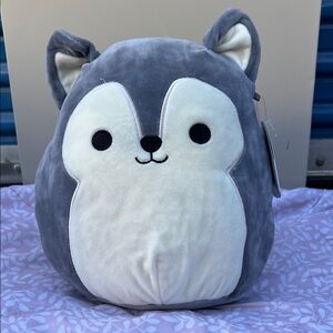 #55 squishmallow Gray and White Plush husky Toy